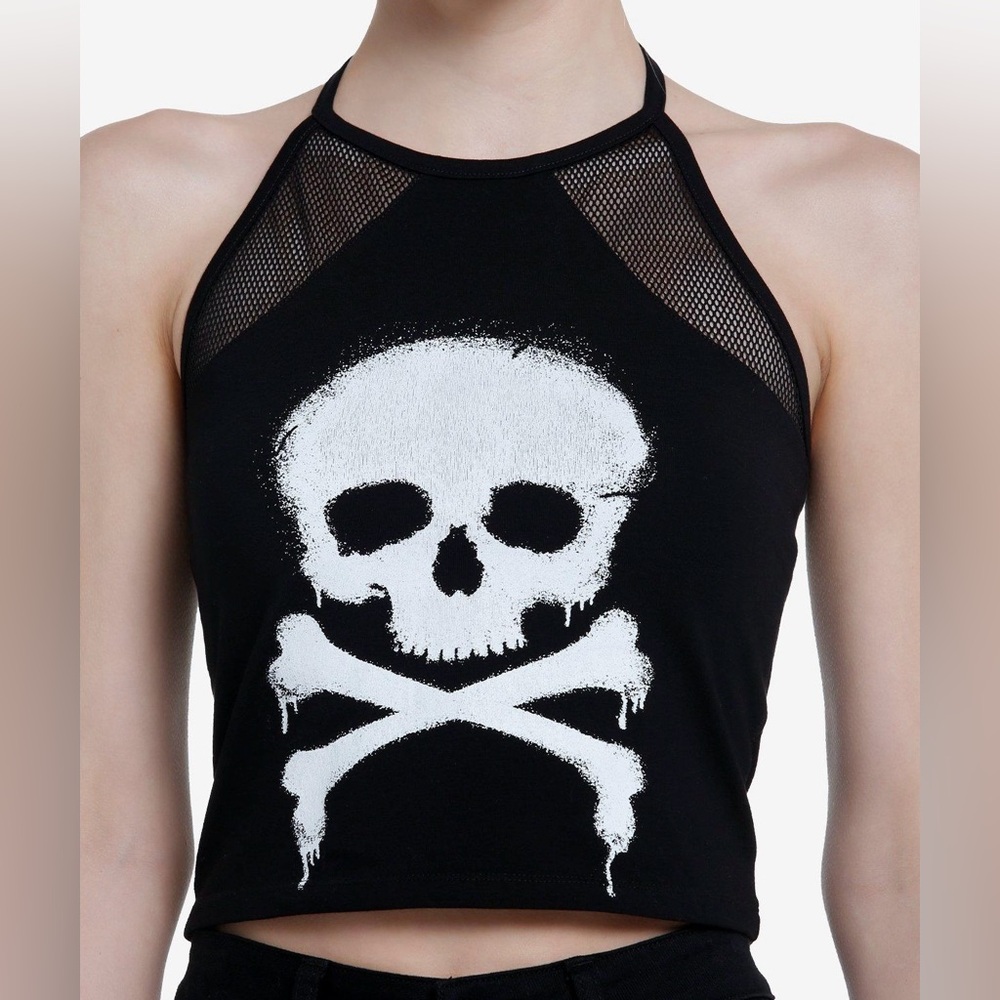 Hot Topic Skull Fishnet Halter Top Black Brand New with Tags Plus Size 0X